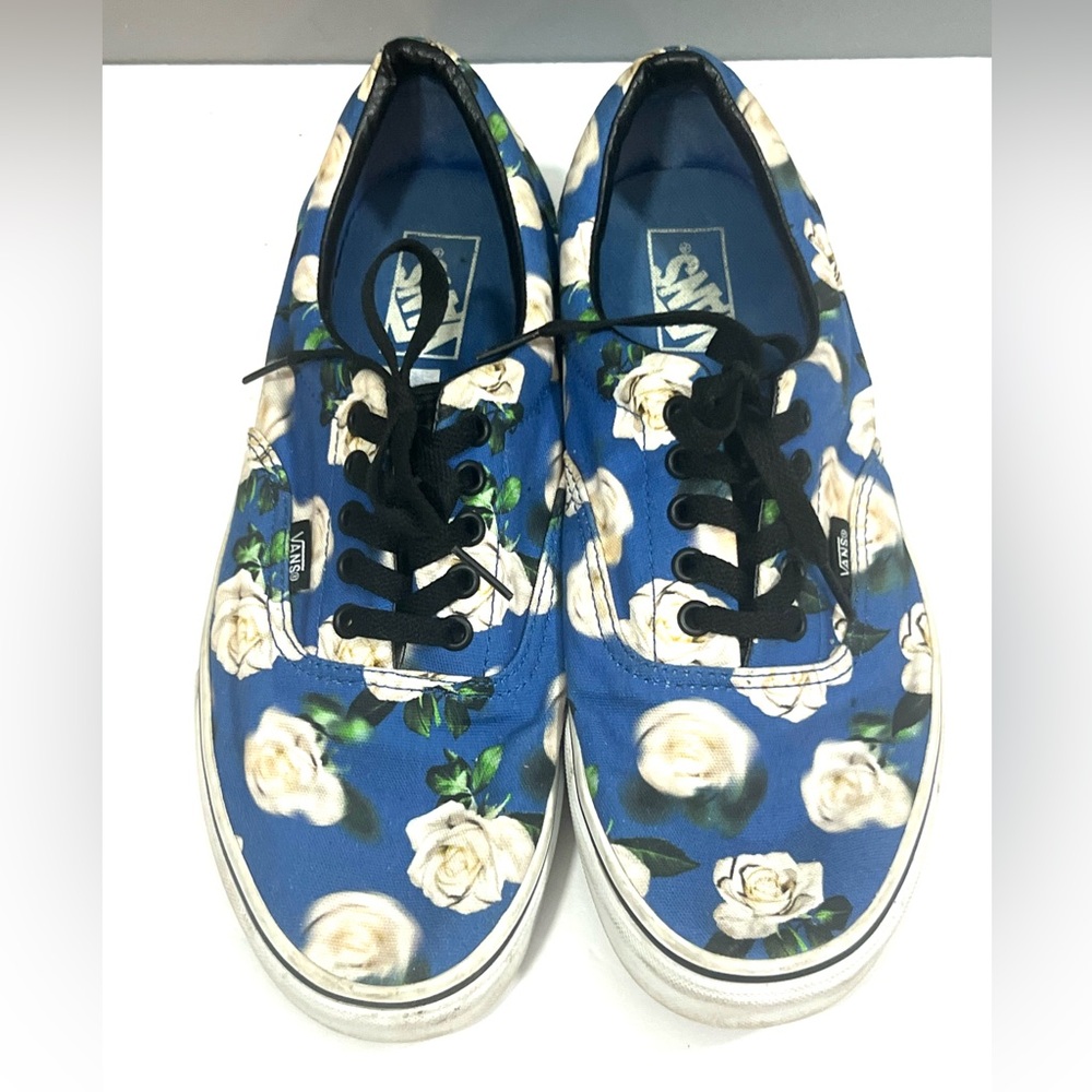 Vans Era Romantic Roses White Floral Royal Blue Sz 10 Men's Shoes Rare Sneakers